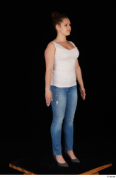 Whole Body Woman White Casual Jeans Average Standing Top Studio photo references